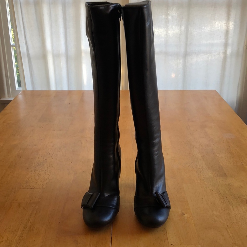 Chi Mihara Black Bow Tall Boots